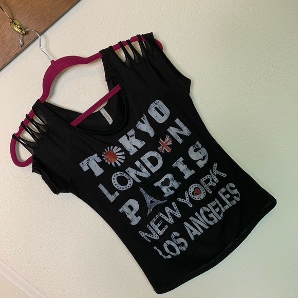 Tokyo,London,Paris,NewYork, Los Angeles cutout tee - Picture 3 of 7
